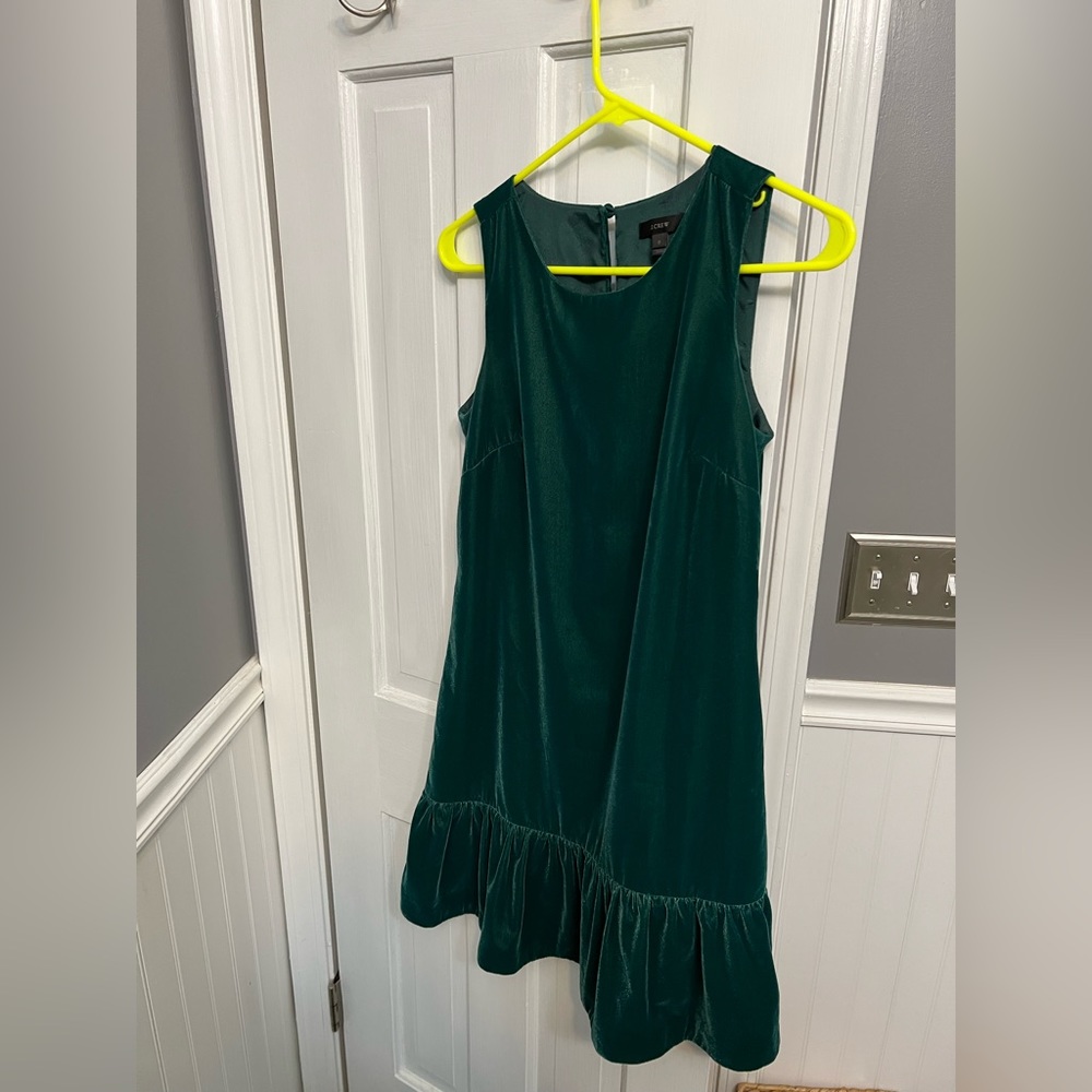 Jcrew winter green velvet dress